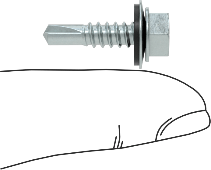 Metal için Pullu Delme Vidaları, Çinko Kaplı Çelik, 10 Numaralı Boyut, 3/4" Uzunluk
