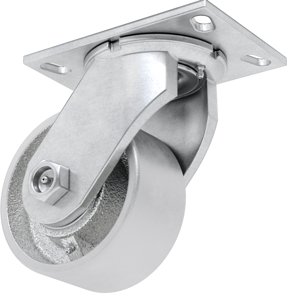 6-1/4" x 4-1/2" Plakalı Viking Tekerlek, Yüksek Kapasiteli, 5" Çaplı Demir Tekerlekli Döner Tekerlek