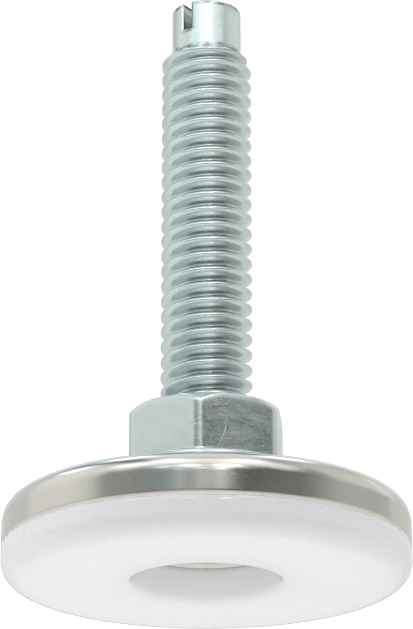 Çinko Kaplı Çelik Saplamalı Sert Tesviye Bağlantı Elemanları, Kolay Ayar, Nikel Kaplı Taban, 5/16"-18 x 1.5" Uzunlukta Diş