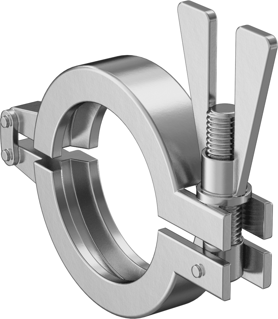 Kanat Somunu ve 2 Pimli Menteşeli Kelepçe, 2 inç Boru Dış Çapı için — 2", Kelebek Somun, 304/304L Stainless Steel, 316 Stainless Steel, 3…