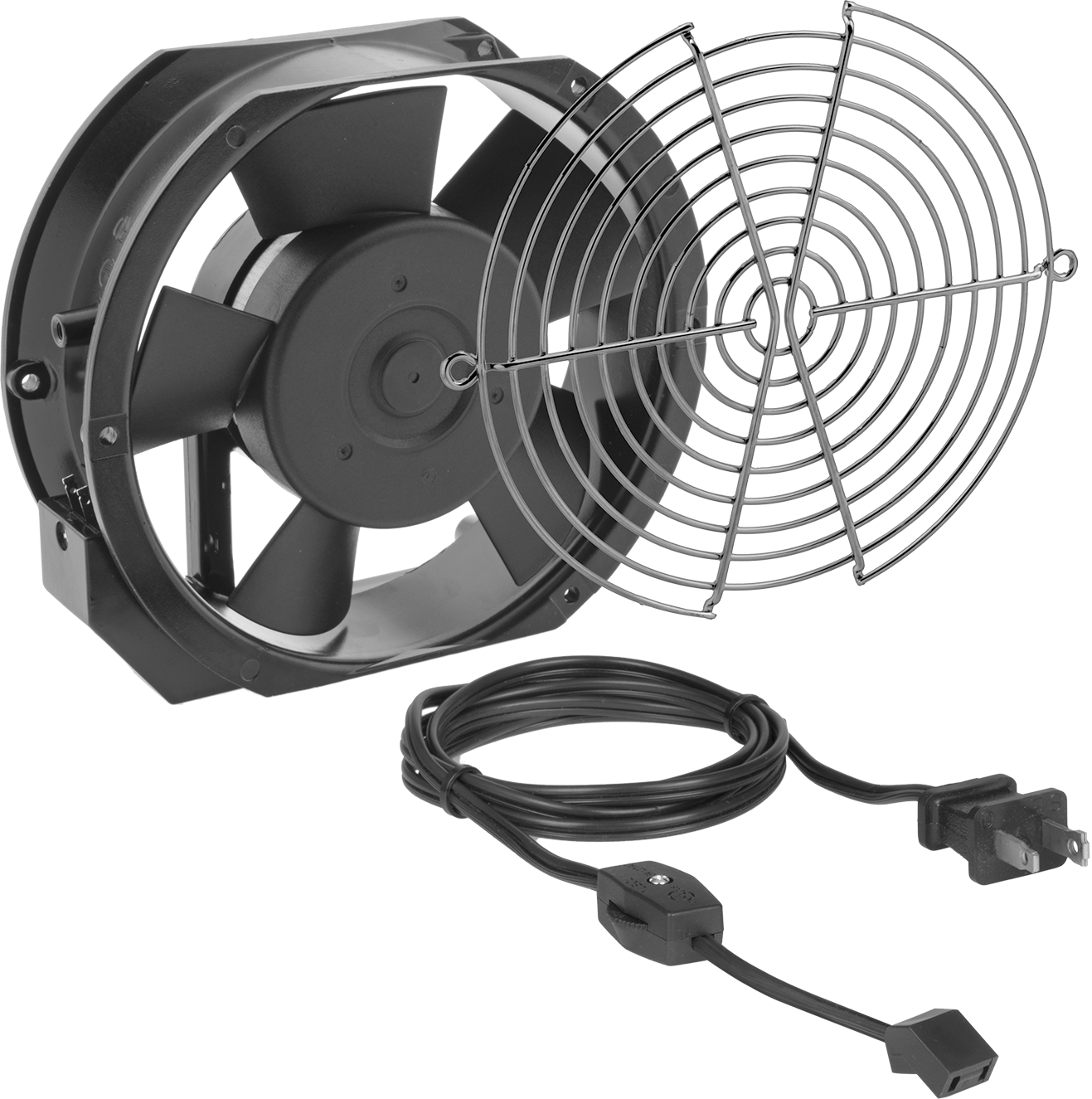 Ekipman Soğutma Fan Kiti, Çelik koruma ve anahtar, 120V AC, 5.91" Yükseklik x 6.77" Genişlik Toplam