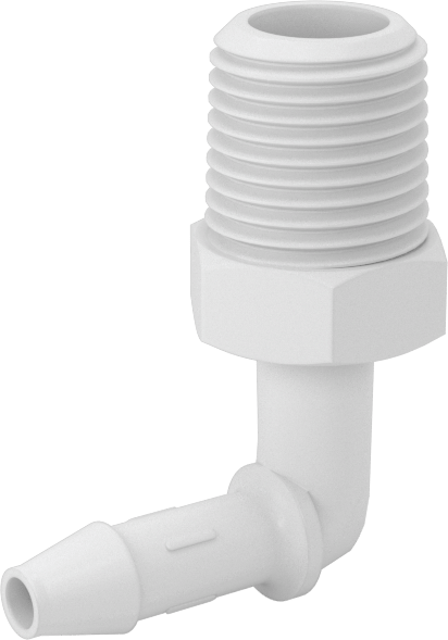 Kimyasallarla Kullanım için Tırnaklı Bağlantı Parçası, Dirsek, 5/32" boru iç çapı x 1/8 NPT erkek için