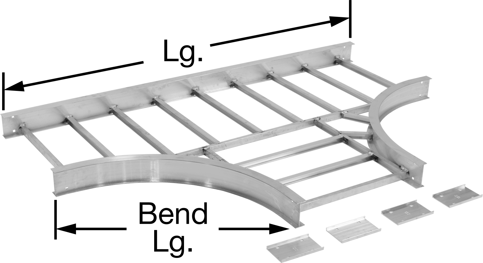 Kablo ve Hortum Tepsisi için 24" Genişlikte Yatay T Parçası — Straight Connector, Tray, Alüminyum