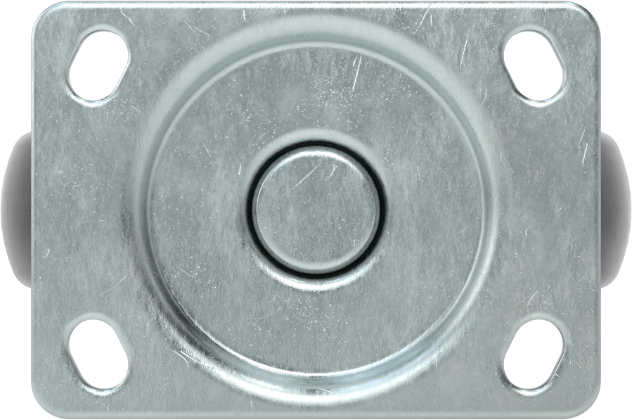 3-3/4" x 2-3/4" Plakalı Statik Kontrol Tekerlek, 5" x 1-1/4" Siyah Tread-on-Core Kauçuk Tekerlekli Sert