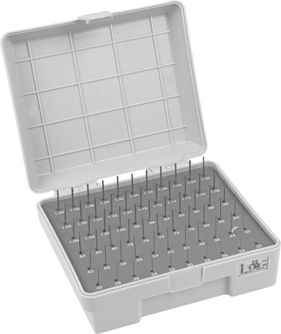 Çantalı Tapa Ölçü Seti, No-Go, Sınıf Z, 0.2200 mm ila 1.5000 mm Boyut, 65 Parça