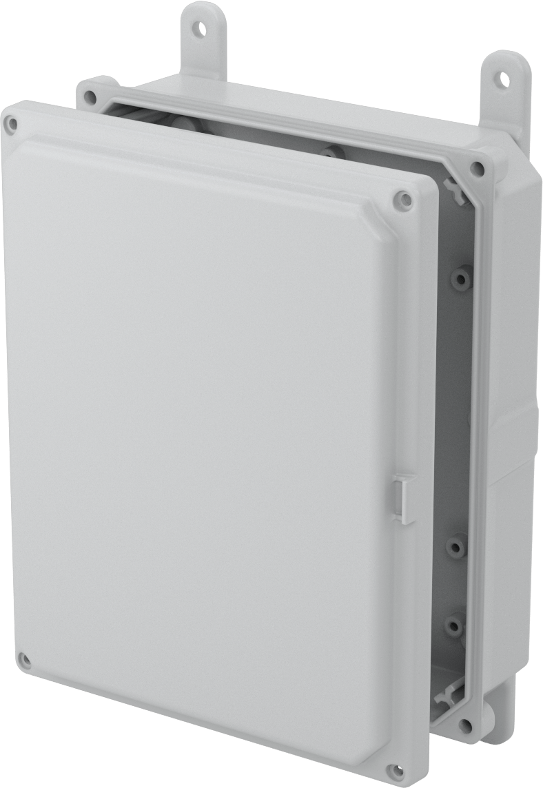 Versa-Panel Polikarbonat Muhafaza, Vidalı Kaldırılabilir Kapak, 8.5" x 11" x 3-1/4", Gri — Kaldırma, Vida, Plastic, Polycarbonate