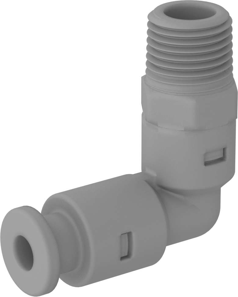 PPS Plastik Bas-Bağla Tüp Bağlantı Elemanı, 4 mm Dış Çaplı Boru x 1/8 BSPT Erkek için Dirsek Adaptörü