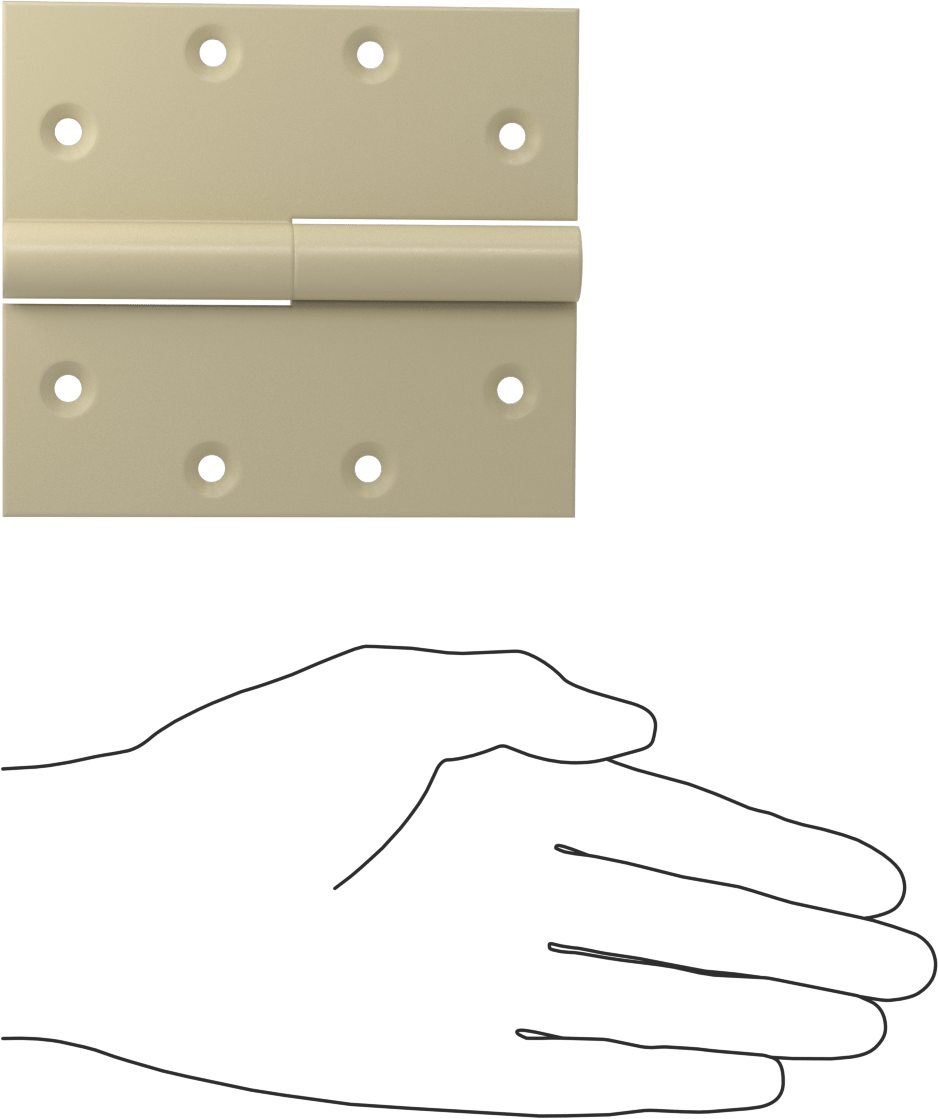 Kaldırmalı Giriş Kapısı Menteşesi, Astarlı Çelik, 4-1/2" x 2" Kapı Kanadı, Sol Yan Kapı Montajı
