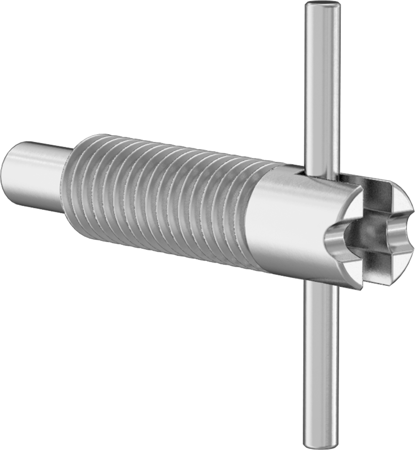 T-Saplı Geri Çekilebilir Yaylı İtici, Paslanmaz Çelik, Kilit Burunlu, 1/4"-20 Diş, 1-2.5 lb. Burun Kuvveti