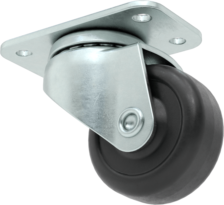 3" x 1-3/4" Plakalı Mighty-Lite Tekerlek, 2" Çapında 70A Durometre Kauçuk Tekerlekli Döner