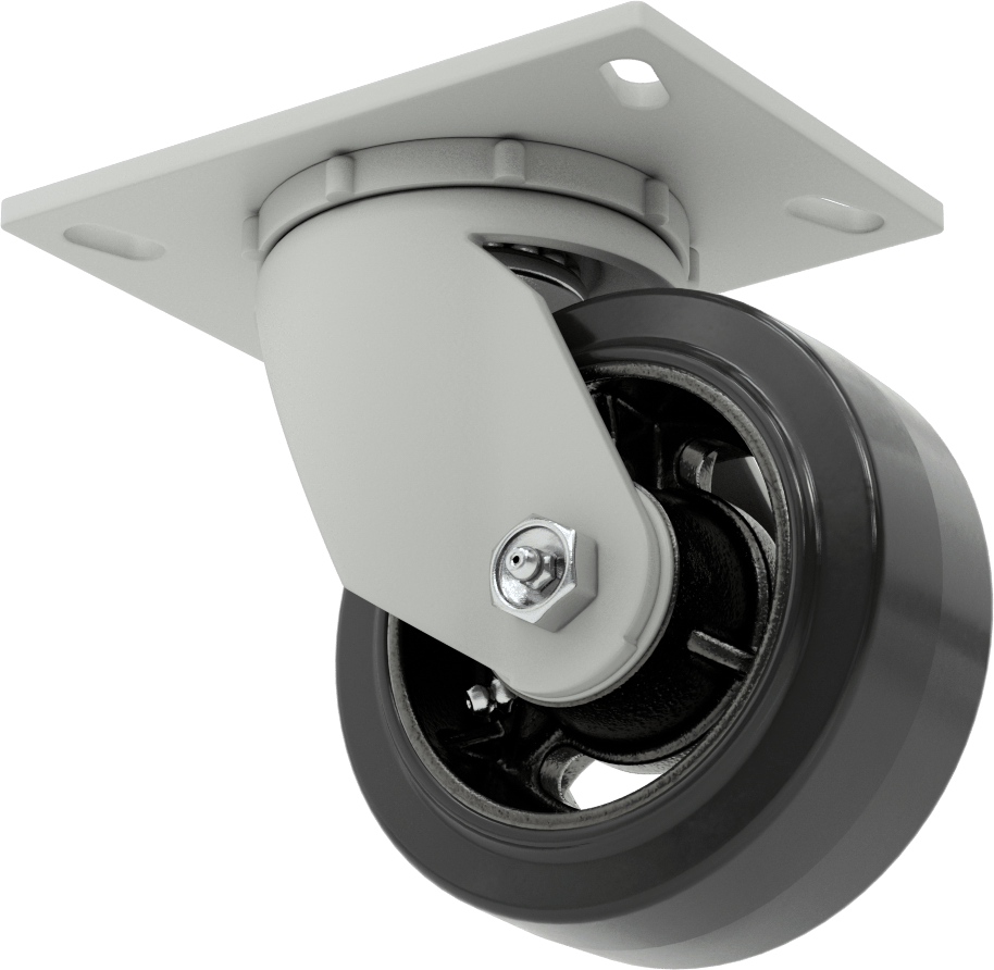 6-1/4" x 4-1/2" Plakalı Mauler Tekerlek, 5" Çapında Kauçuk Tekerlekli Döner Tekerlek