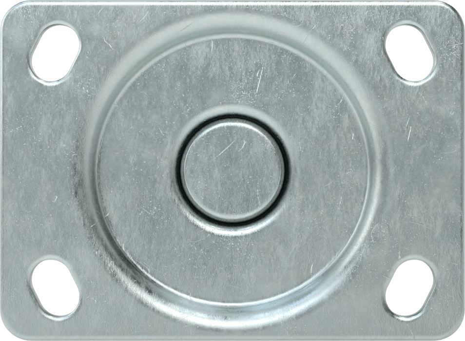 3-3/4" x 2-3/4" Plakalı Statik Kontrol Tekerlek, 4 inç x 1-1/4 inç Siyah Çekirdek Üzerine Baskılı Kauçuk Tekerlekli Sert