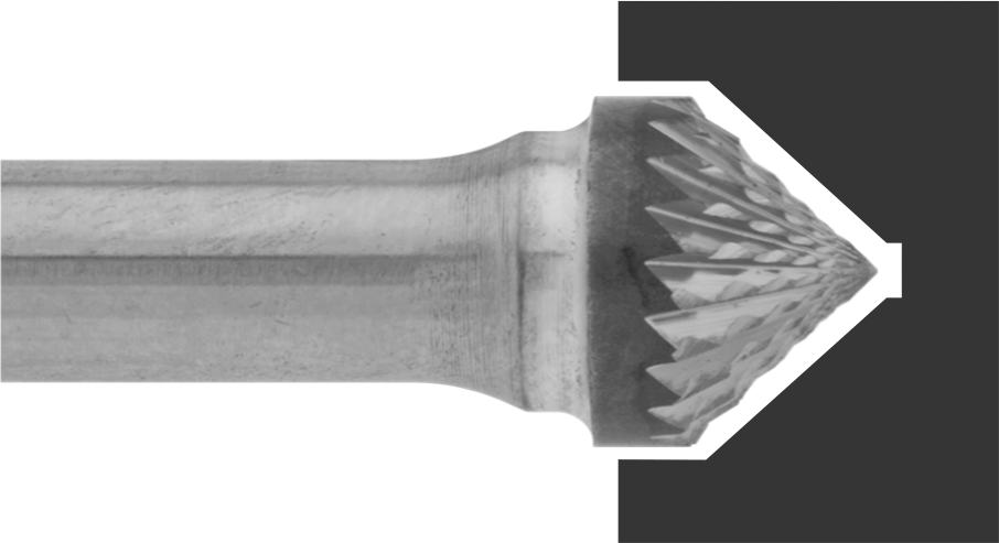 1/4" Çaplı Şaftlı Elmas Dişli Karbür Frez, 60 Derece Konik, 1/4" Baş Çapı
