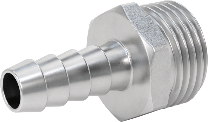 303 Paslanmaz Çelik Düz Adaptör, 1/2" Tırnaklı Hortum İç Çapı x 3/4 GHT Erkek