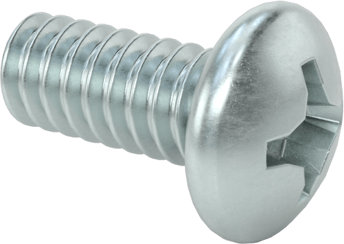 Metal için Yuvarlak Başlı Diş Açma Vidaları, Phillips Tahrik, Çinko Kaplı Çelik, 4-40 Diş, 1/4" Uzunluk