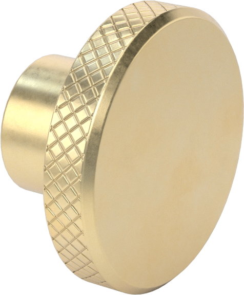 3/8"-16 Dişli Delikli Pirinç Yuvarlak Topuz — 3⁄8"-16, Tırtıllı Başlık, Pirinç