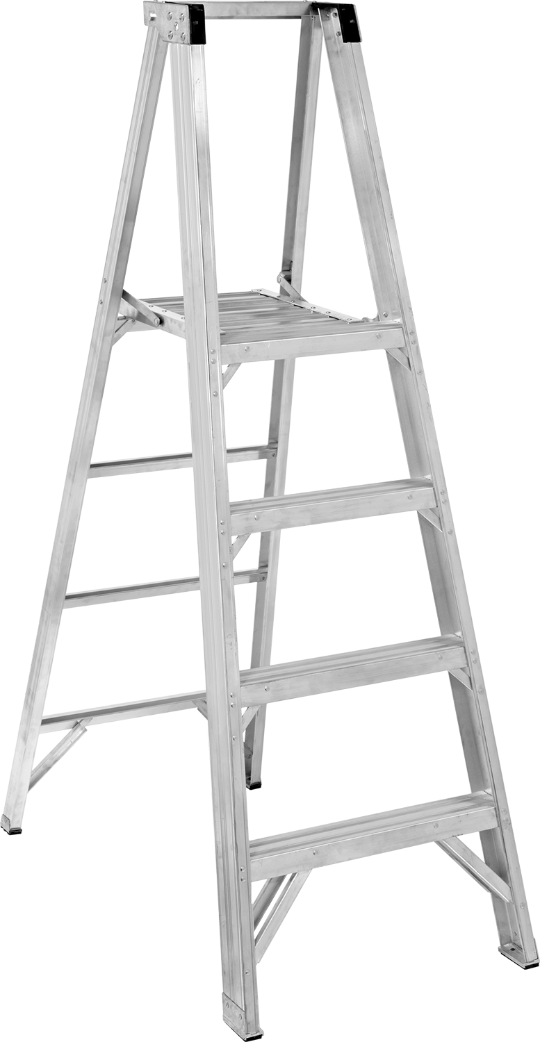 Alüminyum Platformlu Basamaklı Merdiven, Tip 1AA, 6 Fit Yüksekliğinde x 25" Genişliğinde x 42" Derinliğinde Toplam — 4 ft., Alüminyum, 6 ft.
