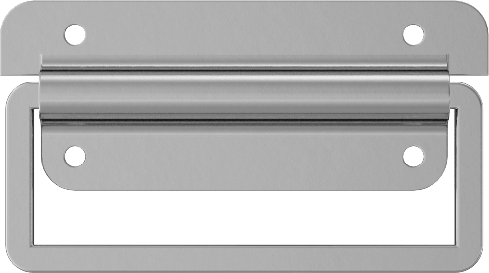 Montaj Plakalı Dikdörtgen Katlanır Çekme Kolu, Nikel Kaplı Çelik, 4" Genişlikte Tutamak — Katlanabilir, Çekme, 4 1⁄2", Çelik