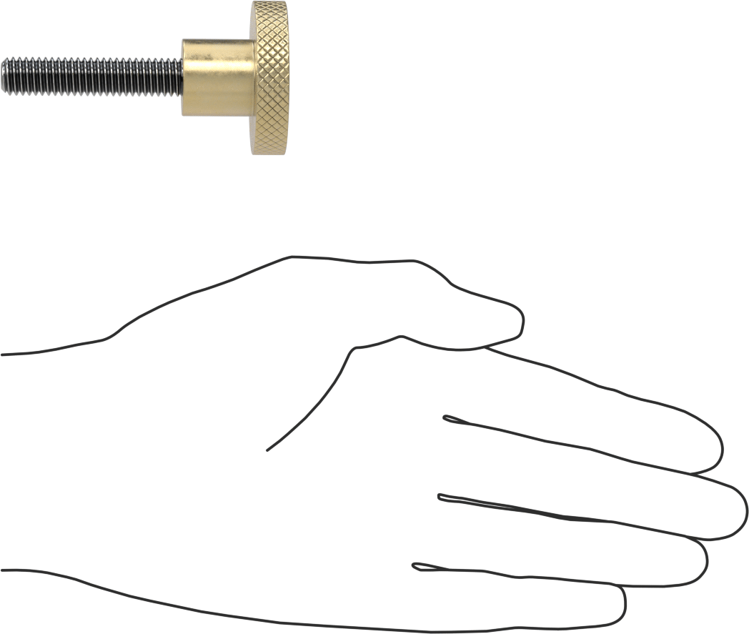 Pirinç Topuz, 3/8"-16 Dişli 1-3/4" Uzunlukta Saplamalı, 1-1/2" Başlık Çapı