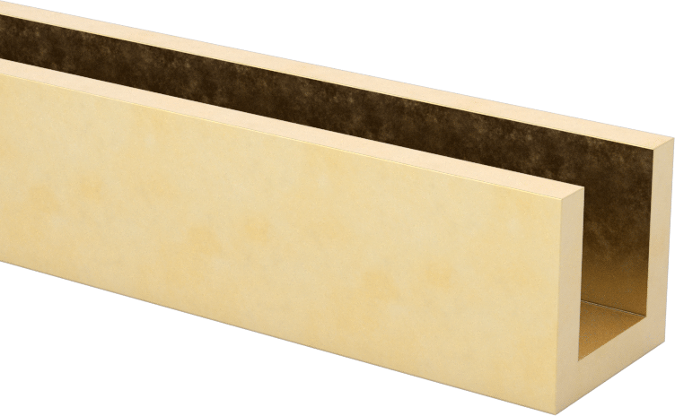 Kolay İşlenebilir Mimari 385 Pirinç, 0.093" Kalınlık U-Kanal Duvarı, 1/2" x 1/2" Dış