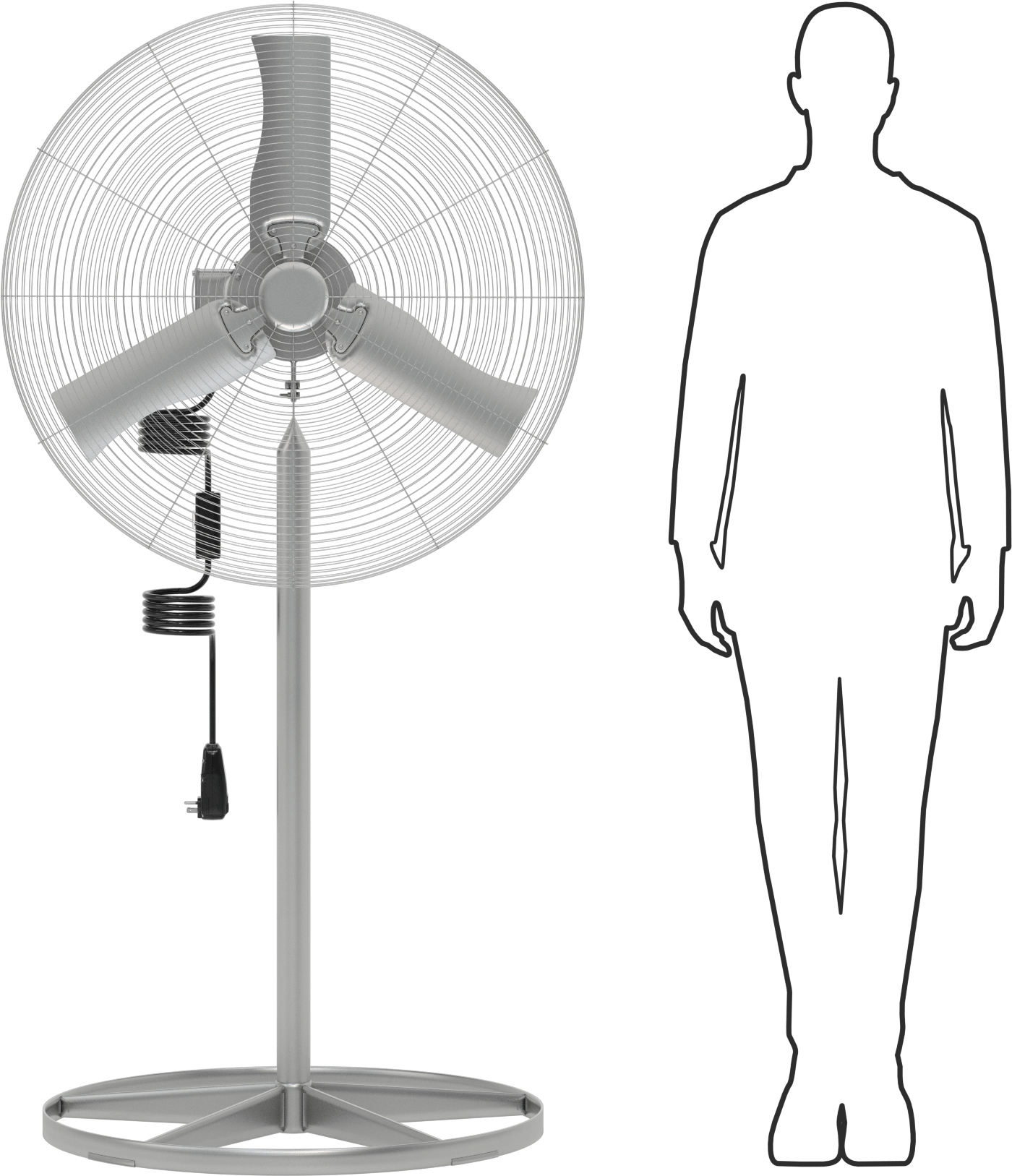 Yıkanabilir Fan, Kaide, 120/230V AC, Üç Uçlu Fiş, 30" Bıçak Çapı