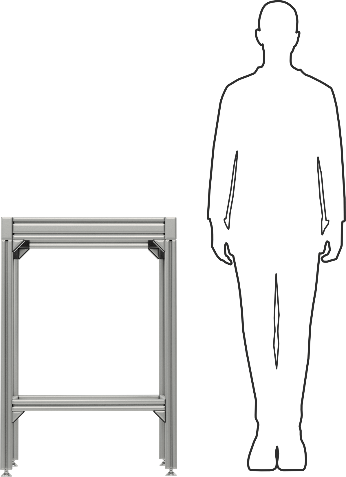 T-Yivli Çerçeve Tabanı, 40 mm Yükseklik x 80 mm Genişlik Tek Ray, 24" Uzunluk x 24" Genişlik