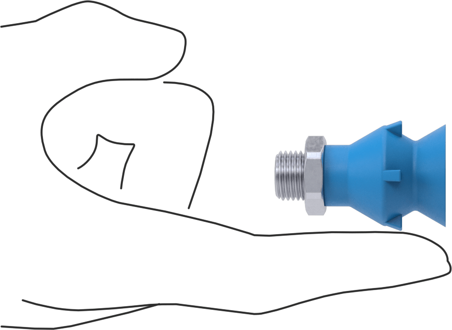 Gıda Endüstrisi Vakum Vantuzu, Metal Dedektörü ile Tespit Edilebilir, Tek, Plastik, 1.82 lbs., 1/4 BSPP
