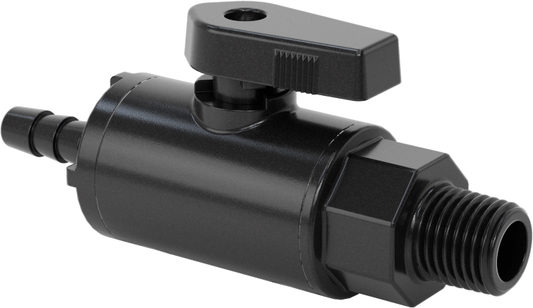 Kimyasallar için Açma/Kapama Vanası, Kol Tutacağı, Polipropilen, 1/4 NPT Erkek x 1/4" Boru İç Çapı için