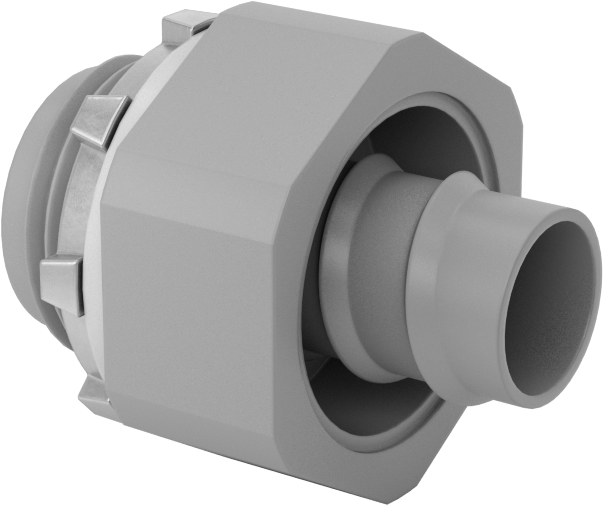 3/8 Vidalı x 1/2 NPT, Sıvı Sızdırmaz Esnek Plastik Kanal için Gri Düz — Nylon, Plastic, Adaptör, Konektör, Gri