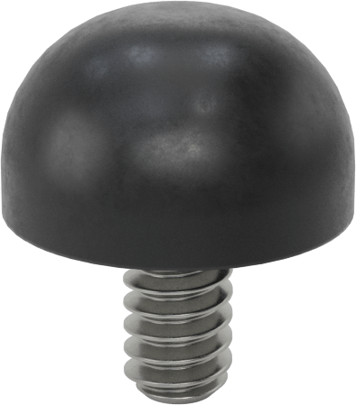 Dişli Saplama Tamponu, SBR, 6-32 Diş Boyutu, 1/4" Diş Uzunluğu, 7/16" Dış Çap, Durometre 60A