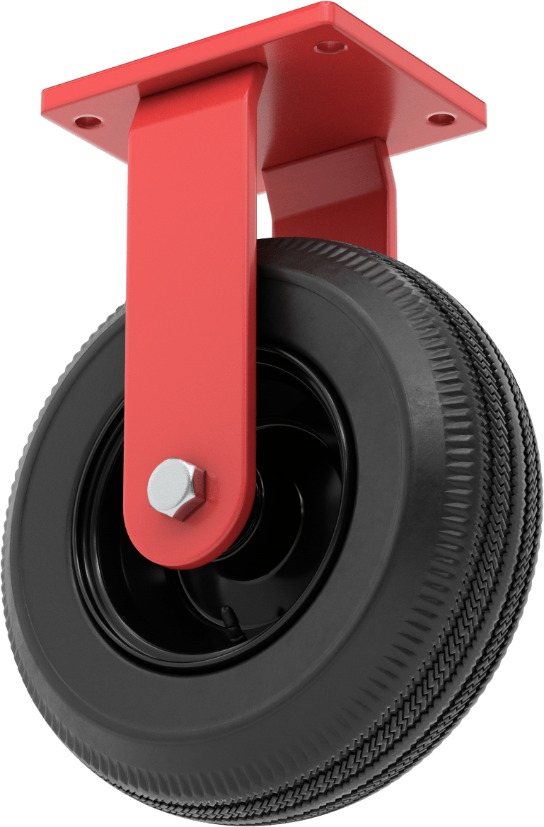Pnömatik Tekerlek, 12" Çaplı Siyah Kauçuk Tekerlekli ve 7-1/2" x 5-1/2" Plakalı Sert — 12", Pnömatik, Sert