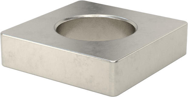 Yüksek Korozyon Dirençli 316 Paslanmaz Çelik Kare Pul, 1/4" Vida Boyutu için, 0.285" İç Çap, 0.500" Genişlik