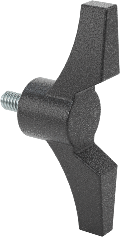 İki Kollu Topuz, Naylon, 1/4"-20 Diş Boyutu x 1/2" Uzunlukta Çelik Saplama
