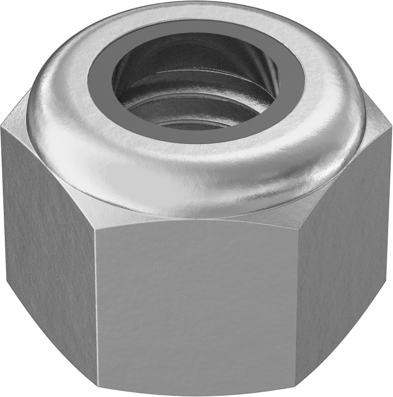 Orta Mukavemetli Çelik Naylon Ekli Kilit Somunu, Yüksek Profil, Sarı Kromat Kaplamalı Çinko, M5 x 0.8 mm Diş
