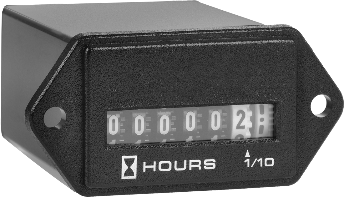 Vidalı Elektrikle Çalışan Saat Sayacı, Faston Terminaller ile Vidalı, 0.92 inç Toplam Yükseklik, 115-230V DC — Analog, Hayır, Panel
