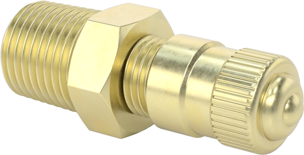 Hava Doldurma Vanası, Pirinç, NPT x 3/8" Uzunluğunda Schrader, 200 PSI — Basınçlı Hava, Pirinç, 200 psi
