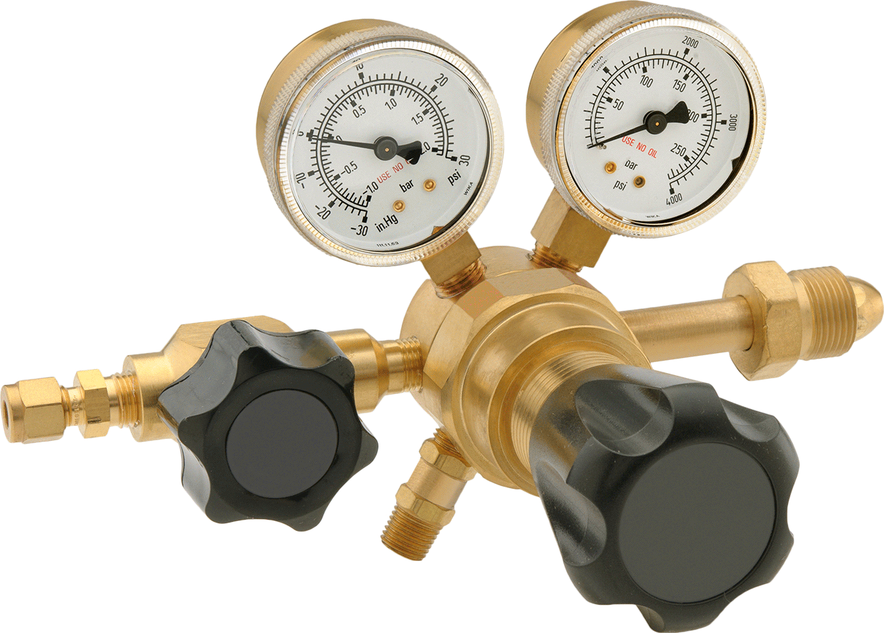 Yüksek Saflıkta Tank Montajlı Basınç Düzenleme Vanası, CGA 580 Ngo Erkek Giriş, Pirinç Gövde, 1 Kademeli, 0-15 PSI