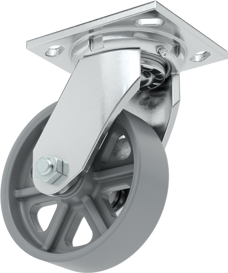 4-1/2" x 4" Montaj Plakalı Samson Tekerlek, 5" Çapında Metal Tekerlekli Döner — Levha, Demir, 5"