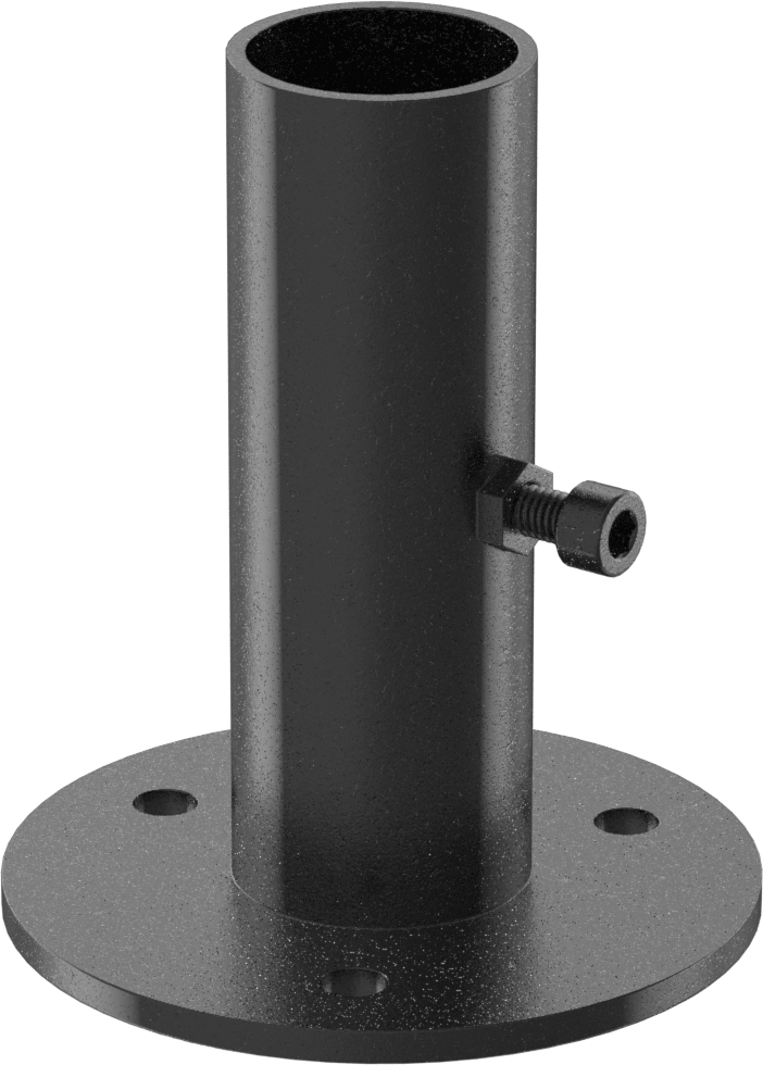 Kelepçeli Çerçeve Bağlantı Parçası, Siyah Boyalı Çelik, Yuvarlak Flanşlı Ray Ucu — 1.08", 28 mm, Çelik, Ray Ucu