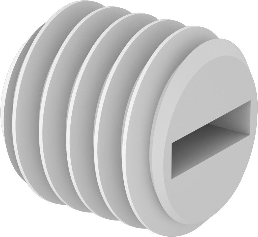 Oluklu Naylon Düz Uçlu Setskur, M5 x 0.8 mm Diş, 5 mm Uzunluk