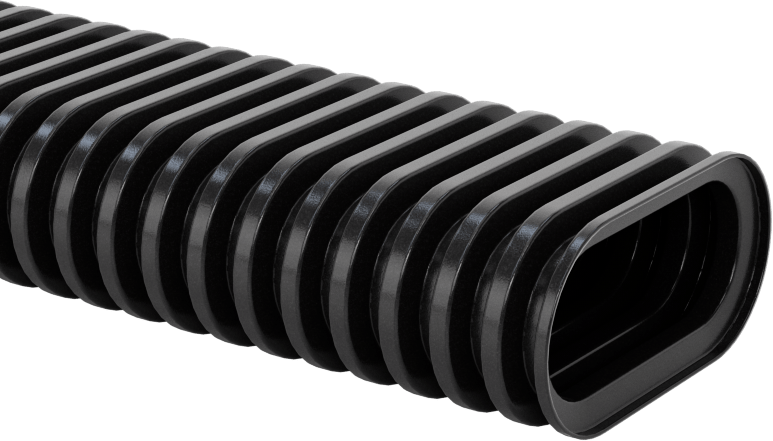 Düşük Profilli Oluklu Tel Kılıf, 1" Uzunluk x 13/32" İç Genişlik, 4 Fit Uzunluk, Siyah