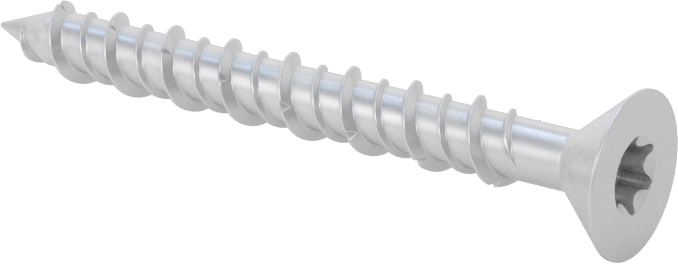 Duvar ve Beton için Diş Açan Vida, Gümüş Kaplı Çelik, Havşa Başlık, 3/16" Boyut, 1-3/4" Uzunluk
