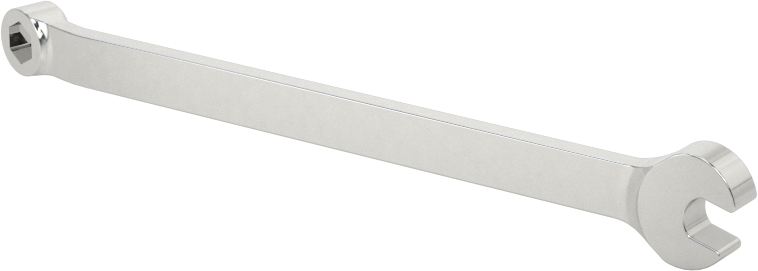 Parlatılmış Krom Kaplama Kombinasyon Anahtarı, 6 Noktalı Açıklıklı, Kısa, 1/8" Boyut, 2-11/16" Toplam Uzunluk