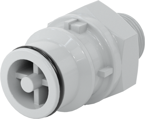 Hızlı Ayrılabilir Boru Bağlantı Plugi, 3/8 Boyutu, 3/8 BSPT Erkek — Quick Disconnect, Threaded, EPDM, Plastic, Polypropylene, Rubber, Açık