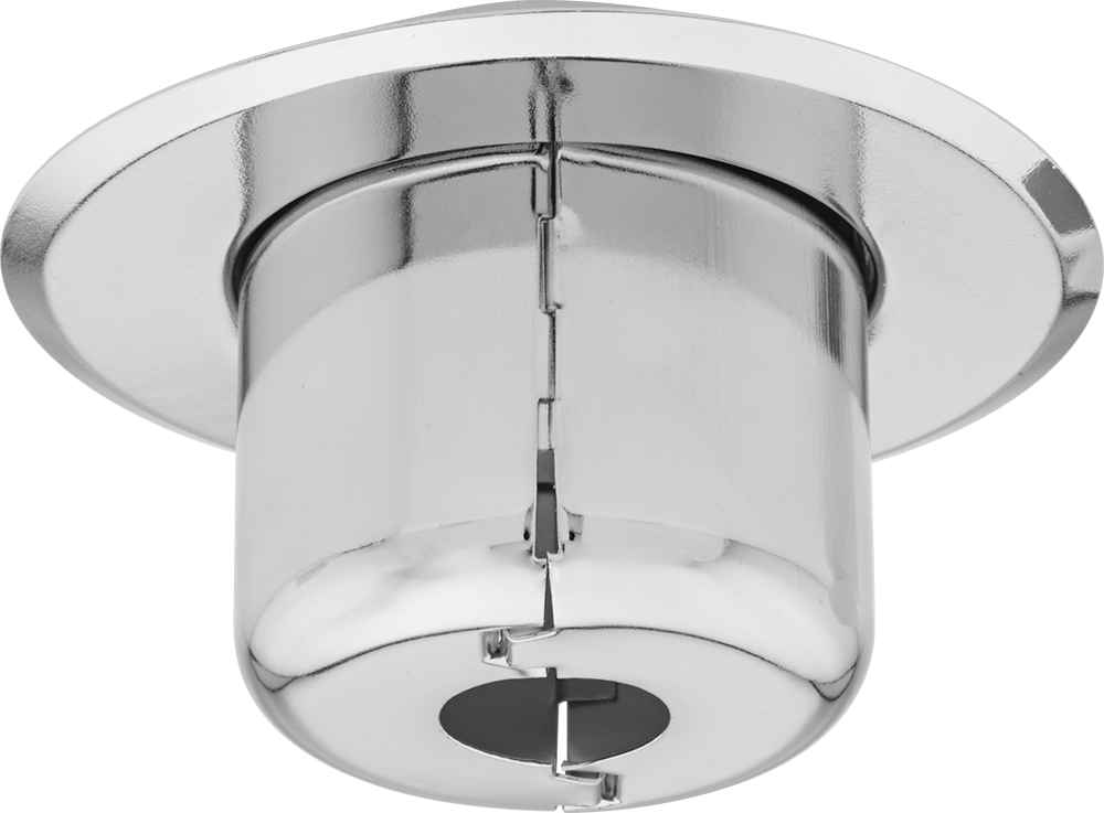 Yangın Sprinkler Başlığı için Kapak Plakası, Yarık Ayarlı, 1/2 NPT için, 1/4"-1-5/8" Derinlik, Krom Kaplı Çelik — Bölünmüş, Krom Kaplama,…
