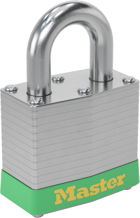 Lamine Çelik Gövdeli Kilitleme Asma Kilidi, Master Lock 3 Sb734 Anahtarlı, Yeşil Tamponlu