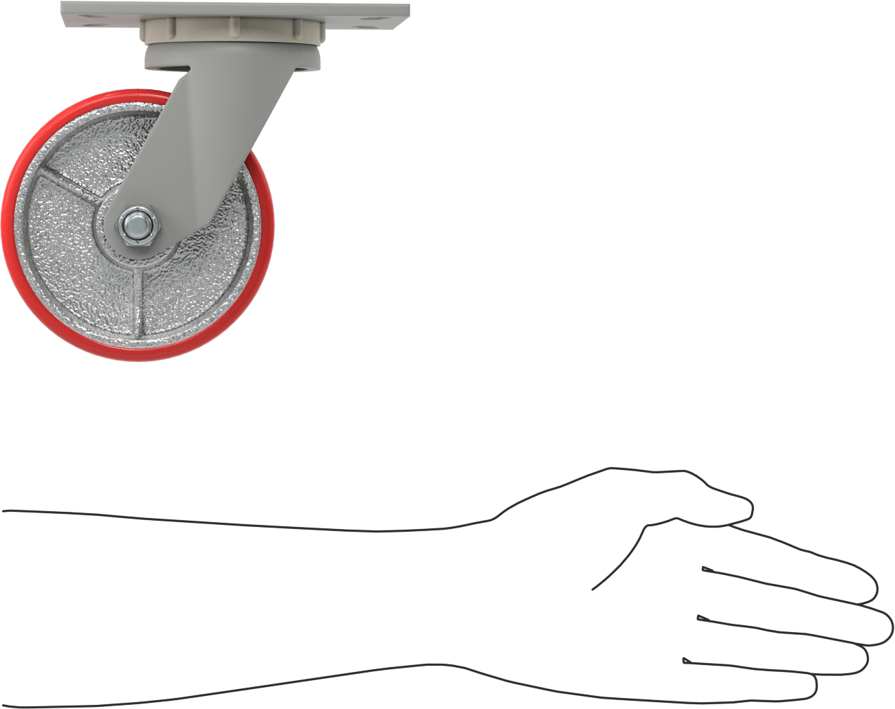 6-1/4" x 4-1/2" Plakalı Yüksek Kapasiteli Mauler Tekerlek, 5" Çapında Poliüretan Tekerlekli Döner