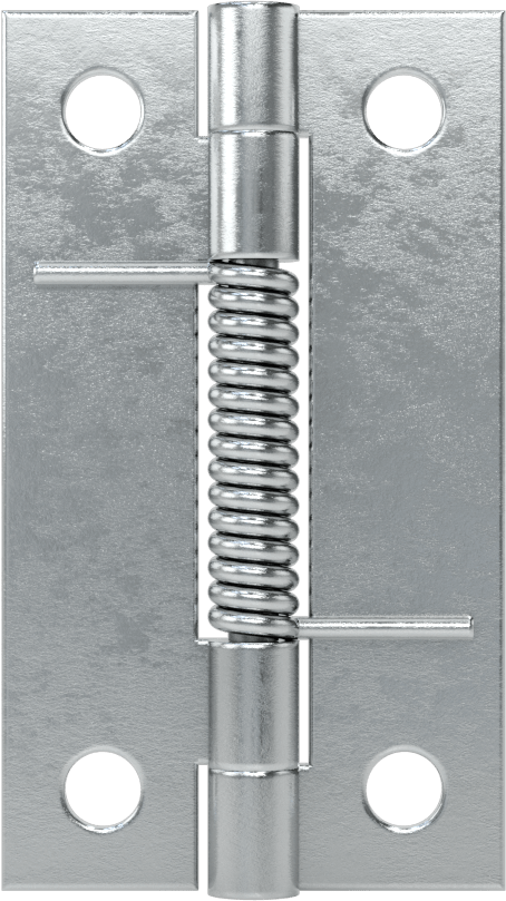 Yaylı Menteşe, Delikli, Kendinden Kapanan, Çinko Kaplamalı, 2-3/16" x 5/8" Yaprak — Delikli, Çelik, 1 1⁄4"