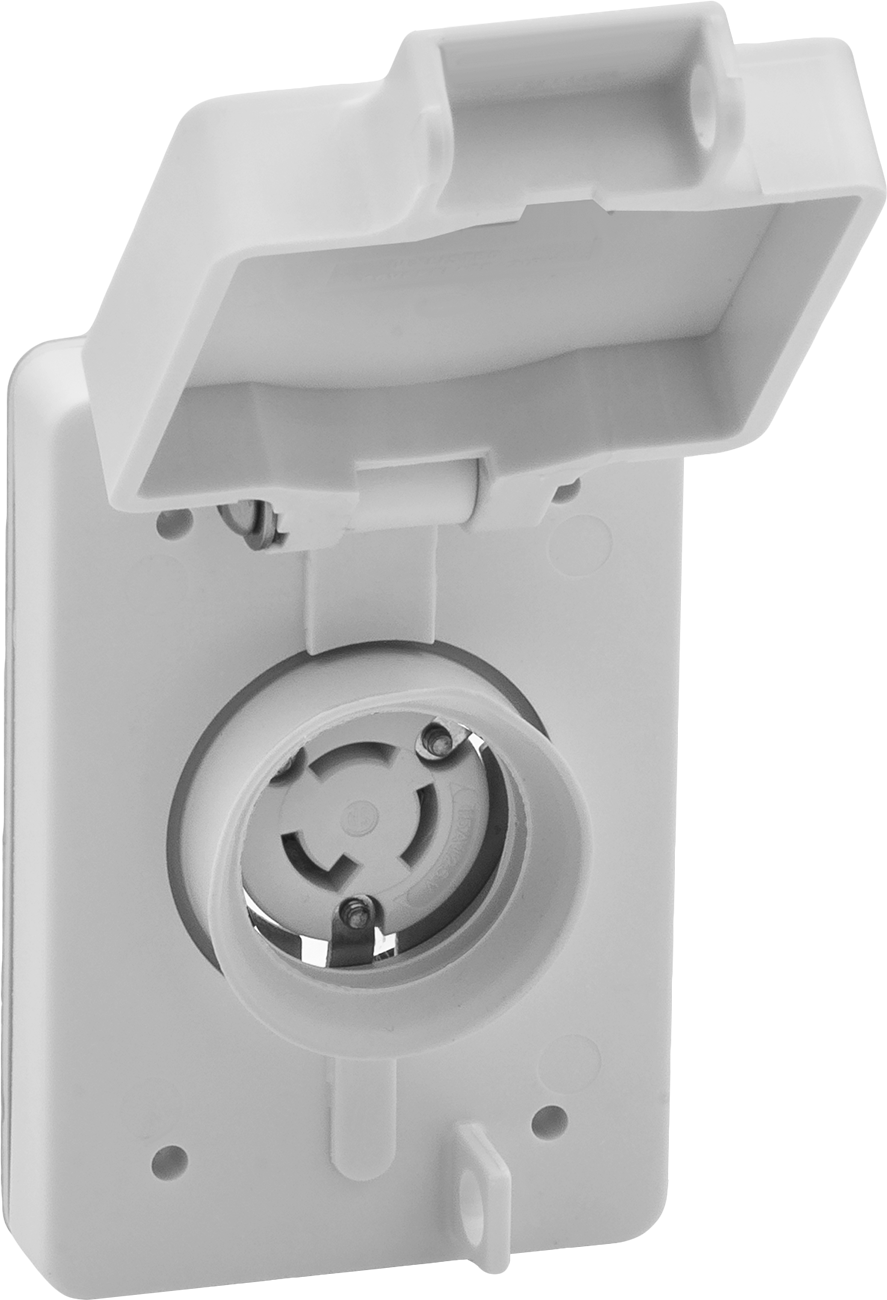 Yıkanabilir Döner Kilit Konektörü, Topraklı 3 Yuvalı Dişi Priz, NEMA L5-15, Kapaklı — L5-15, 125V AC, Aşındırıcı, Tozlu, Yağlı, Dış Mekan…
