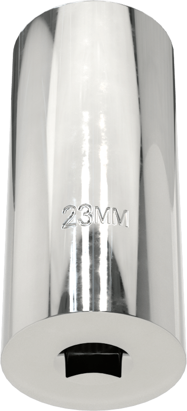 12-Uçlu Lokma Anahtarı, Derin, Krom Kaplı Çelik, 3/8" Kare Tahrik, 23 mm Boyut